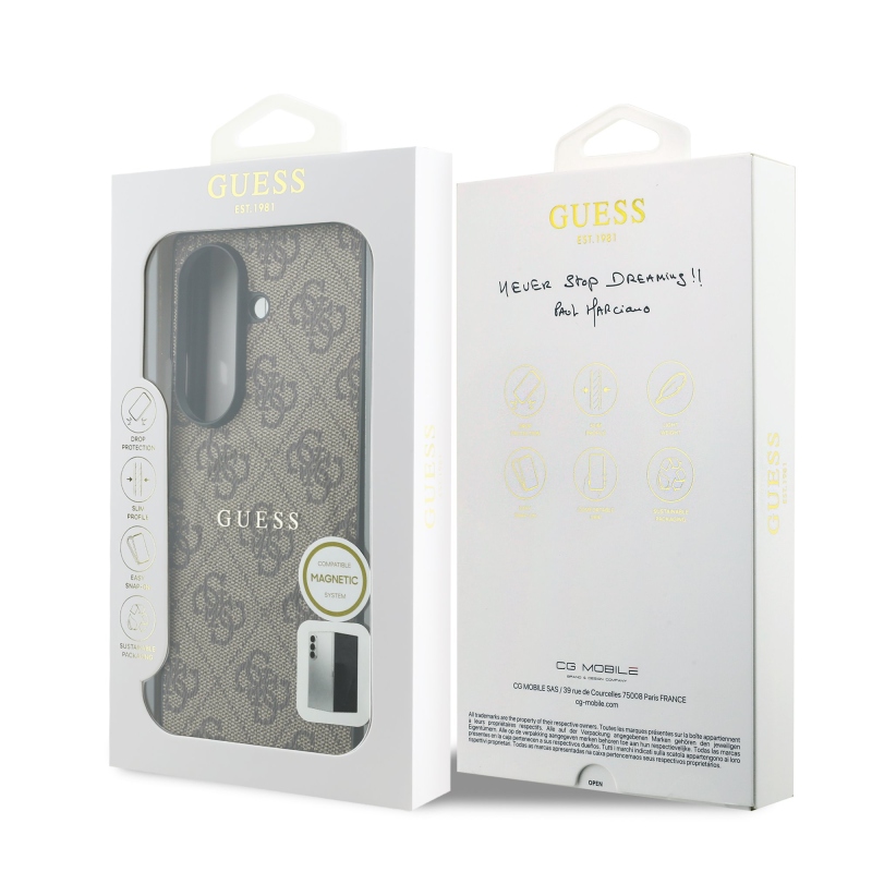 Guess PU Leather 4G Magnetic Zadní Kryt pro Samsung Galaxy Z Fold 8 Ultra Brown