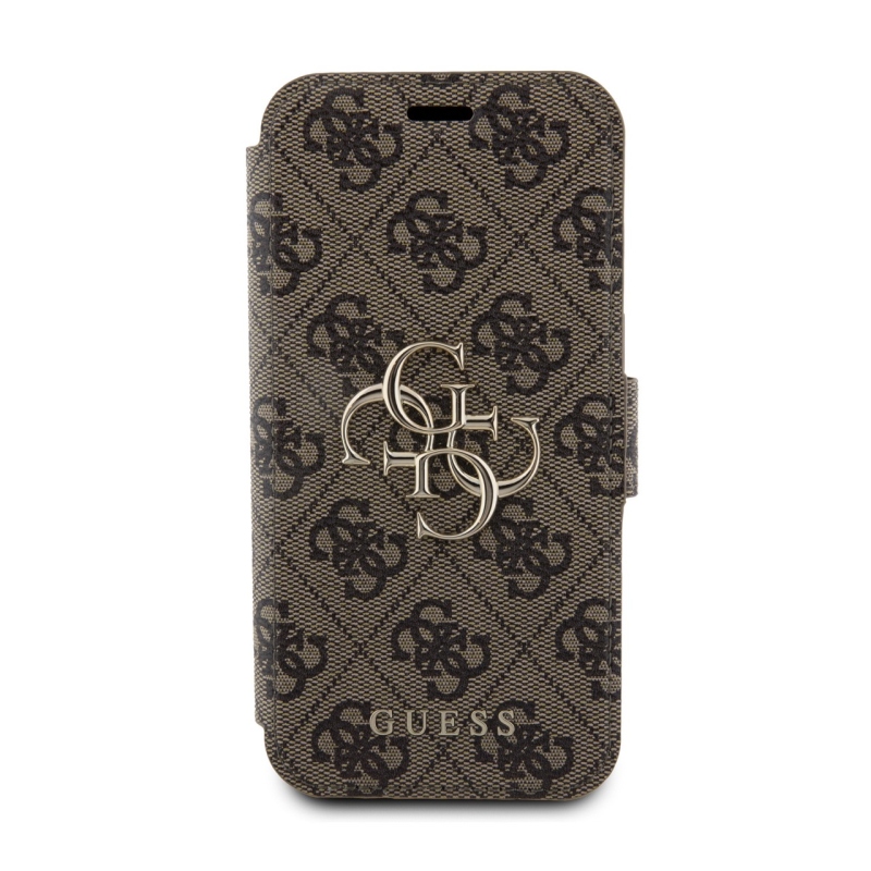 Guess PU Leather 4G Metal Logo Book Pouzdro pro iPhone 15 Pro Max Brown