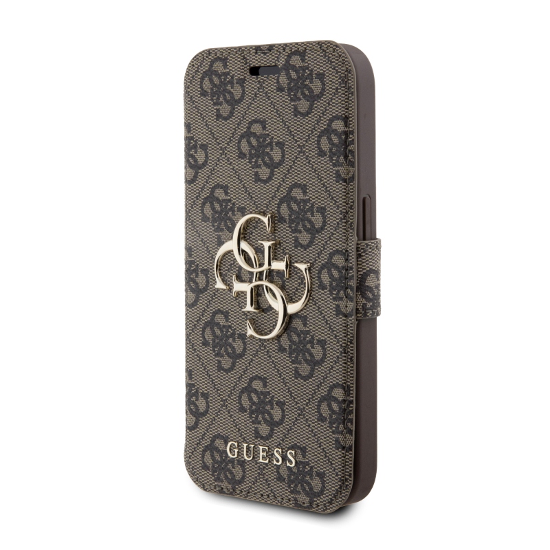 Guess PU Leather 4G Metal Logo Book Pouzdro pro iPhone 15 Pro Max Brown