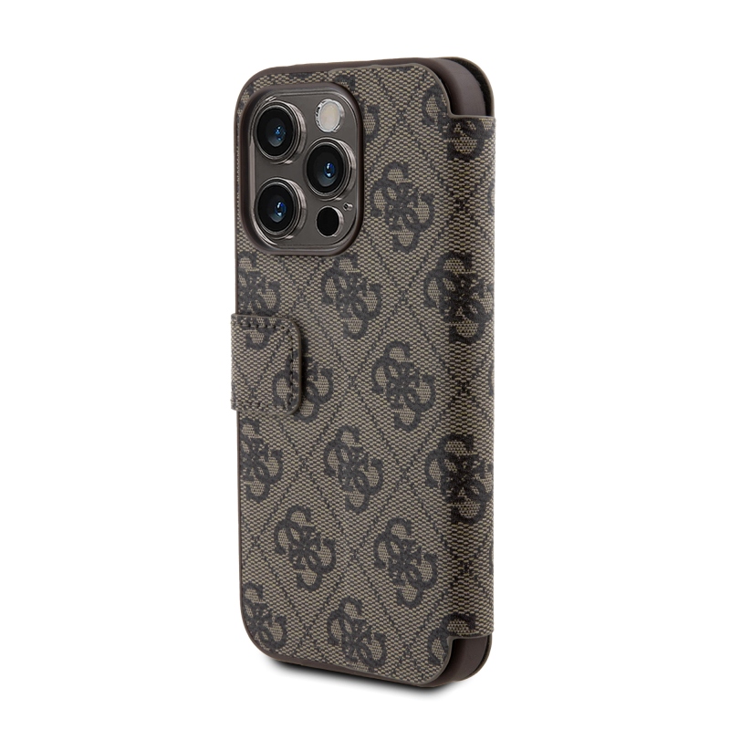 Guess PU Leather 4G Metal Logo Book Pouzdro pro iPhone 15 Pro Max Brown