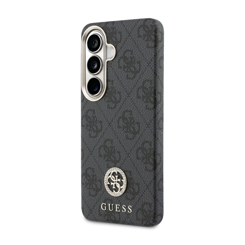 Guess PU Leather 4G Strass Logo Gold Frame Magnetic Zadní Kryt pro Samsung Galaxy S26 Black