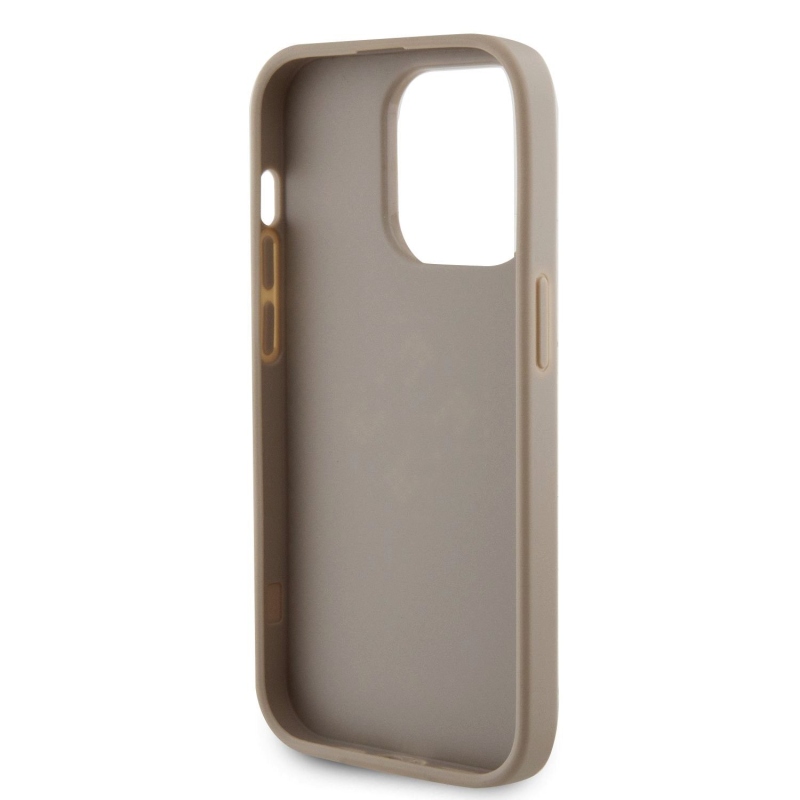 Guess PU Perforated 4G Glitter Metal Logo Zadní Kryt pro iPhone 15 Pro Gold