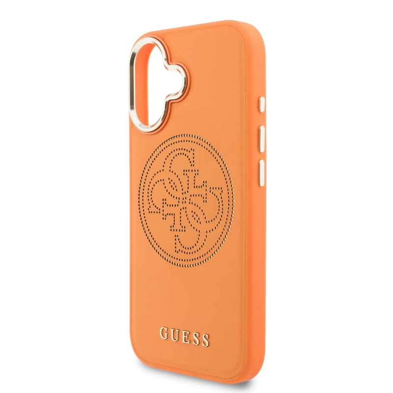 Guess PU Perforated 4G Zadní Kryt pro iPhone 17 Orange