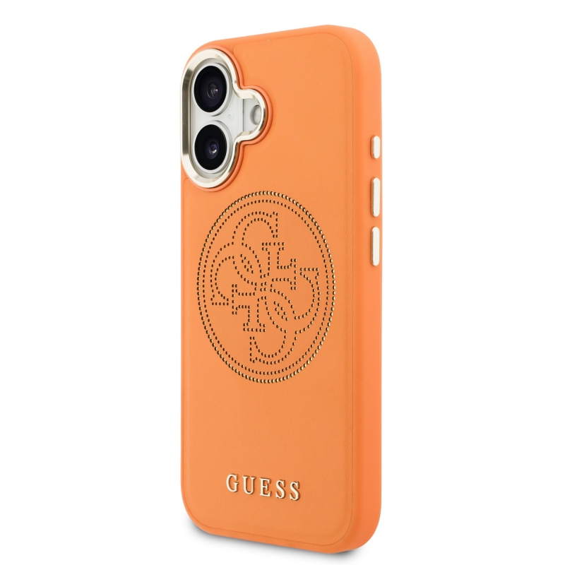 Guess PU Perforated 4G Zadní Kryt pro iPhone 17 Orange