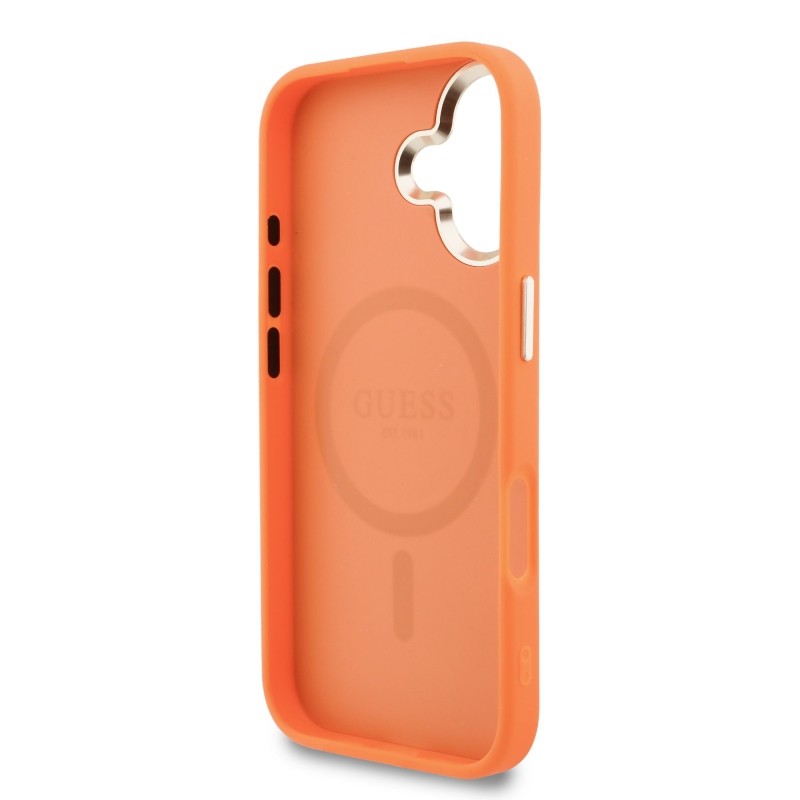 Guess PU Perforated 4G Zadní Kryt pro iPhone 17 Orange