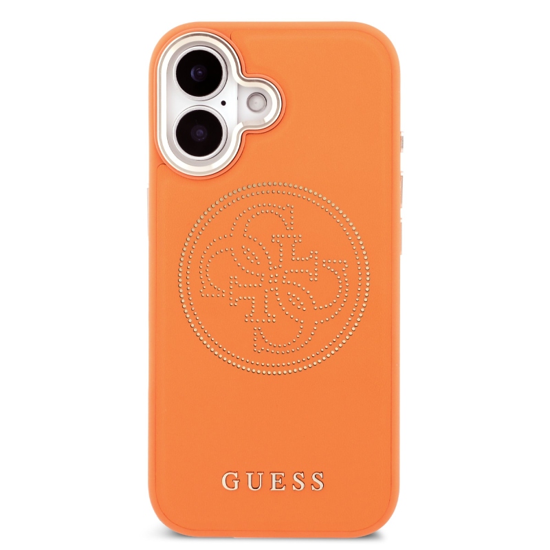 Guess PU Perforated 4G Zadní Kryt pro iPhone 17 Orange
