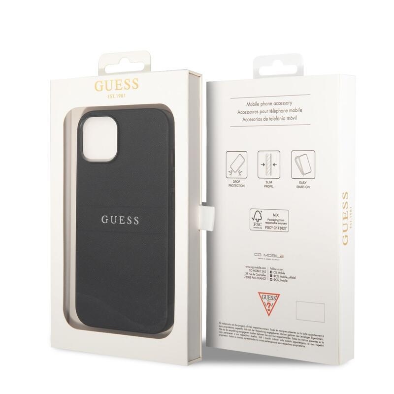 Guess PU saffiano gelový obal na iPhone 14 Plus - černý