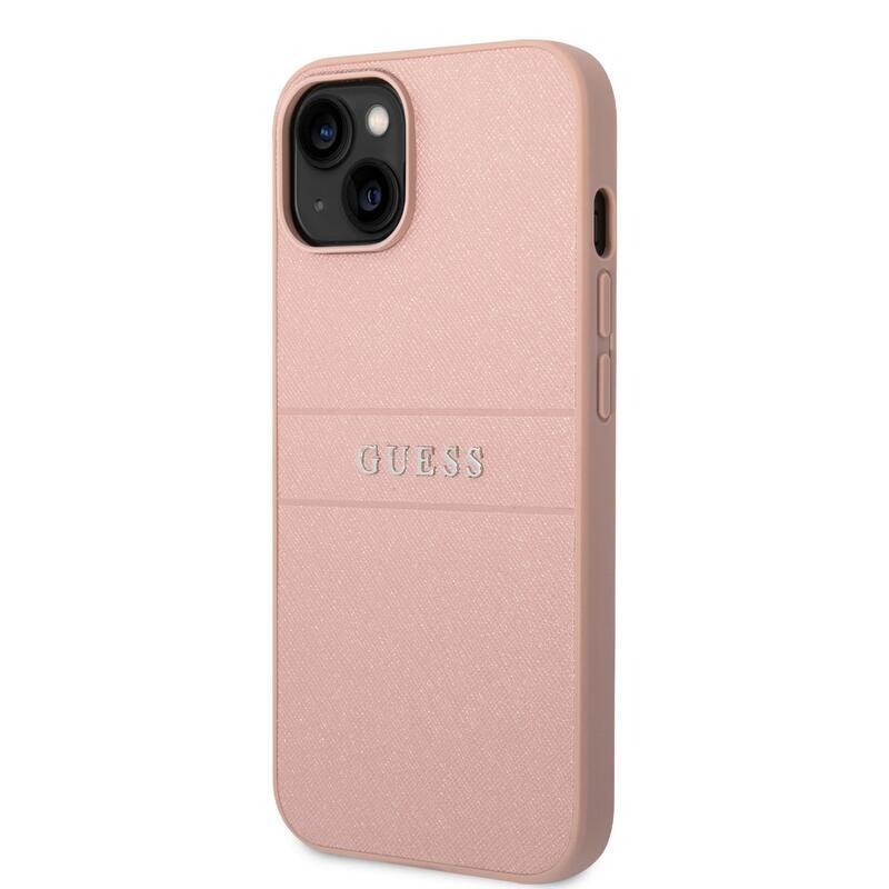 Guess PU saffiano gelový obal na iPhone 14 - růžový