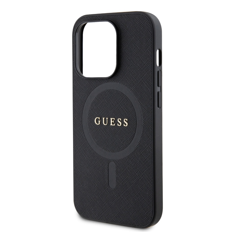Guess PU Saffiano MagSafe Zadní Kryt pro iPhone 15 Pro Black