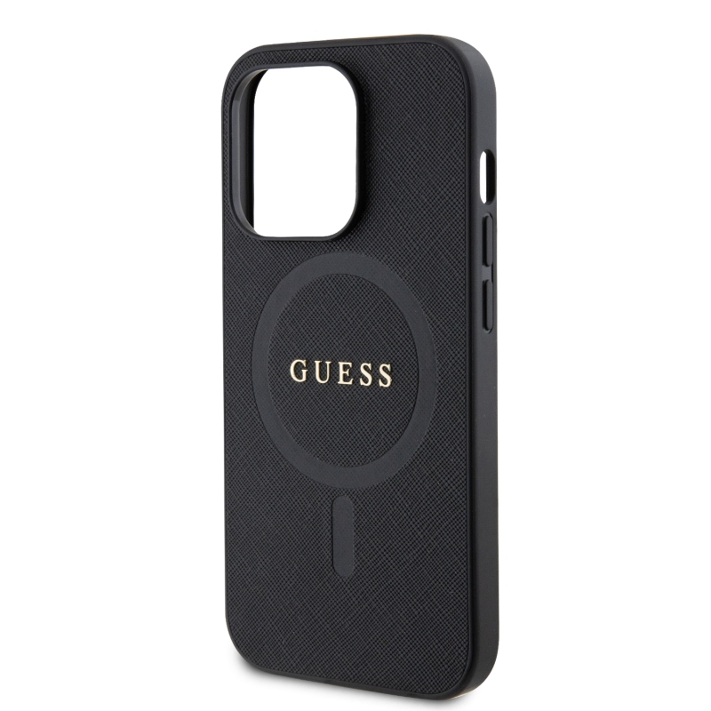 Guess PU Saffiano MagSafe Zadní Kryt pro iPhone 15 Pro Max Black