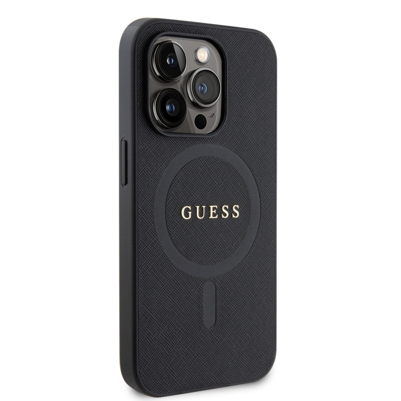 Guess PU Saffiano MagSafe Zadní Kryt pro iPhone 15 Pro Max Black