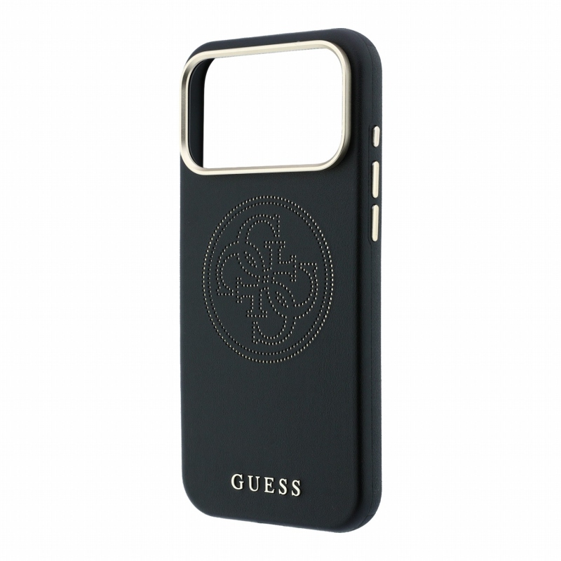 Guess PU Semi Wrap Perforated 4G Logo MagSafe Zadní Kryt pro iPhone 18 Pro Black