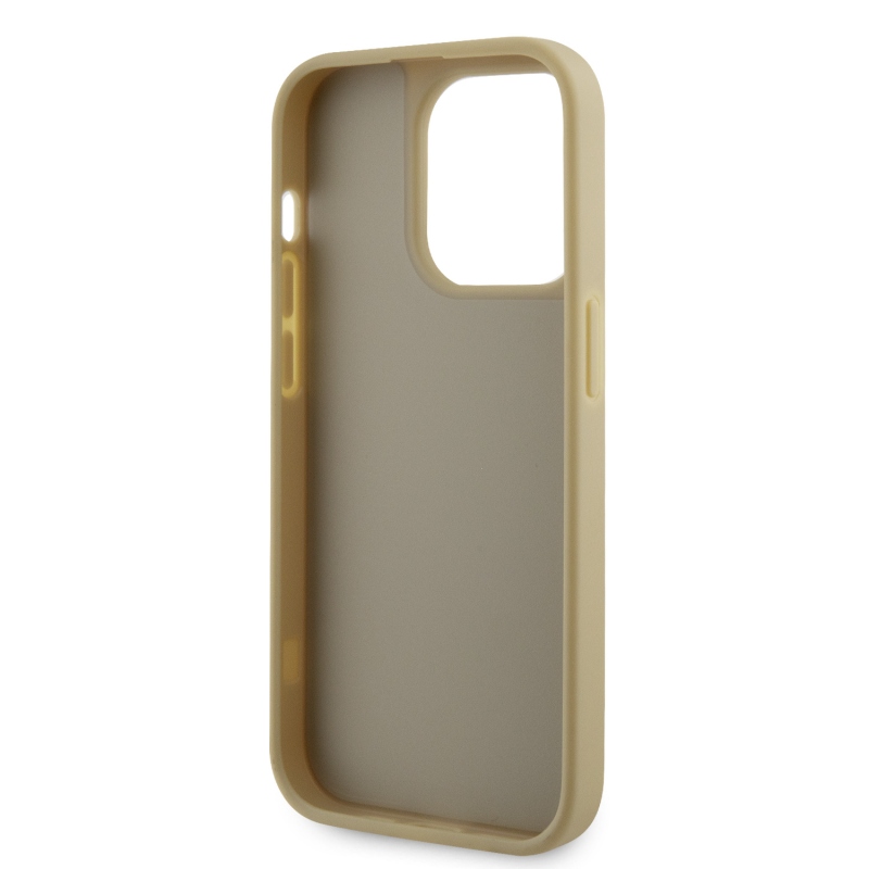 Guess Rhinestones Triangle Metal Logo Kryt pro iPhone 15 Pro Gold