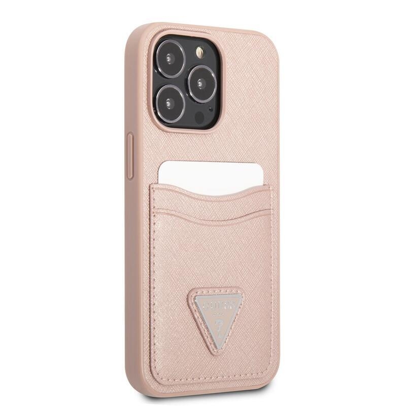 Guess saffiano gelový obal s pevnými zády na iPhone 13 Pro - růžový