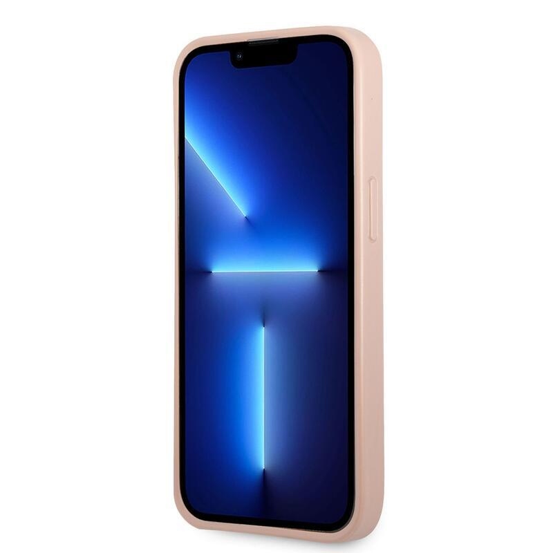 Guess saffiano gelový obal s pevnými zády na iPhone 13 Pro - růžový