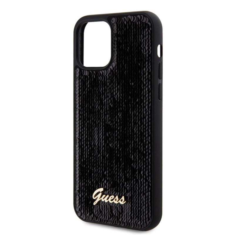 Guess Sequin Script Logo Zadní Kryt pro iPhone 12/12 Pro Black
