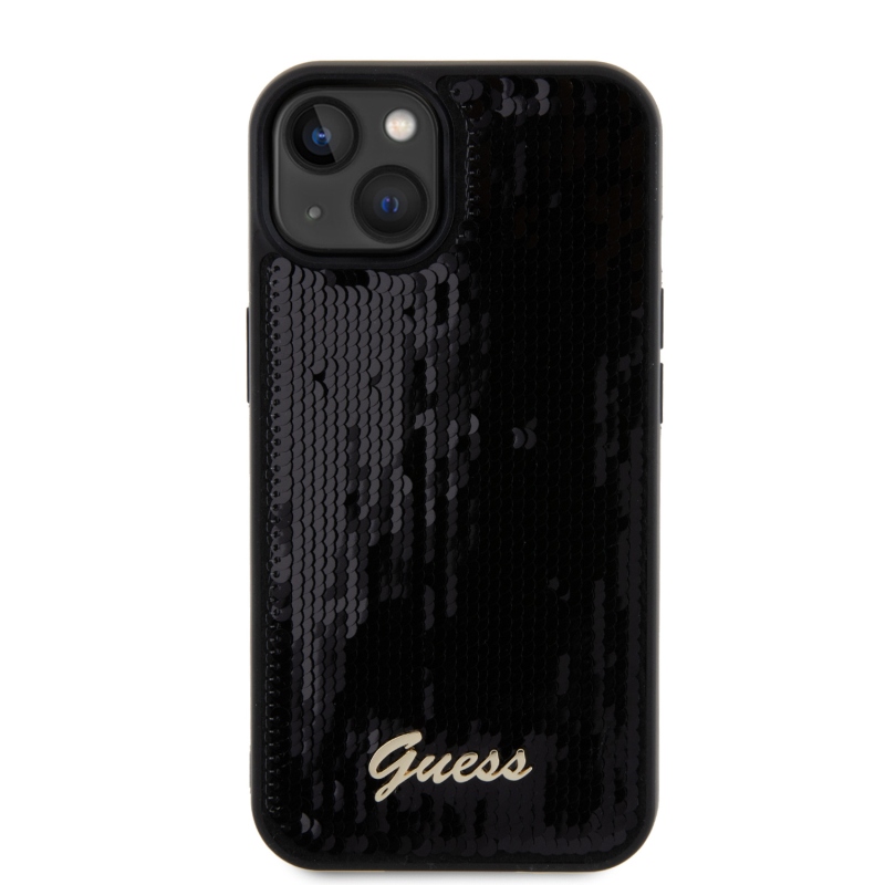 Guess Sequin Script Logo Zadní Kryt pro iPhone 13 Black