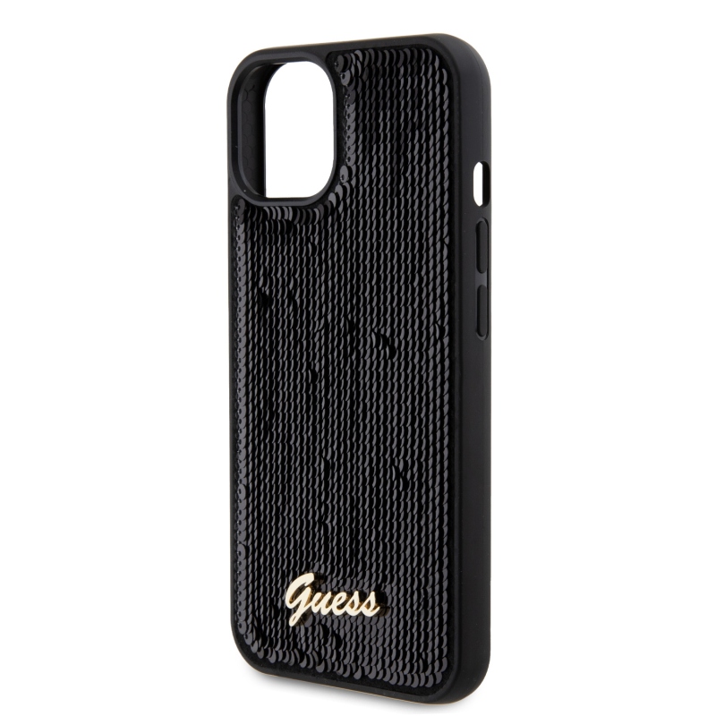 Guess Sequin Script Logo Zadní Kryt pro iPhone 13 Black
