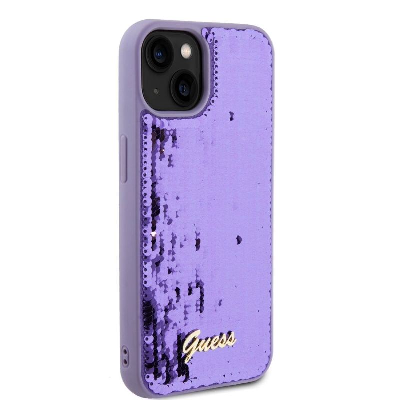 Guess Sequin Script Logo Zadní Kryt pro iPhone 13 Purple