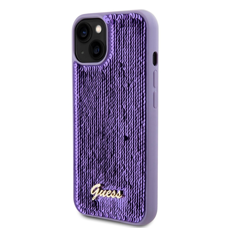Guess Sequin Script Logo Zadní Kryt pro iPhone 13 Purple