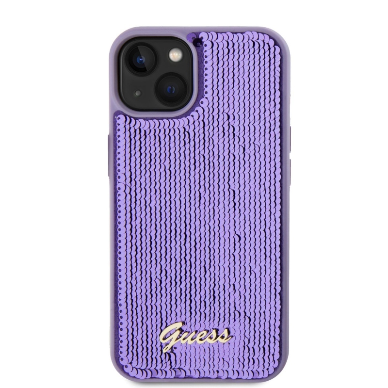 Guess Sequin Script Logo Zadní Kryt pro iPhone 13 Purple