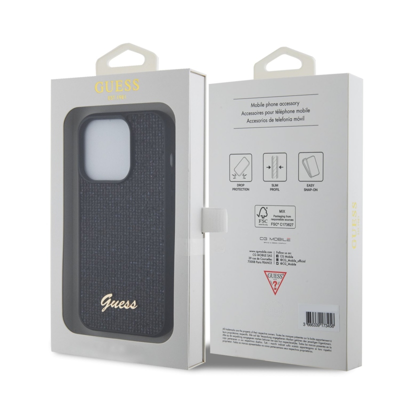 Guess Sequin Script Logo Zadní Kryt pro iPhone 15 Pro Black