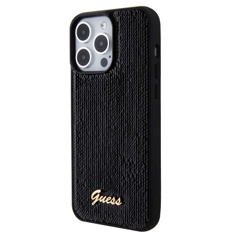 Guess Sequin Script Logo Zadní Kryt pro iPhone 15 Pro Black