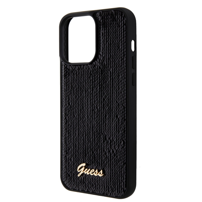 Guess Sequin Script Logo Zadní Kryt pro iPhone 15 Pro Black