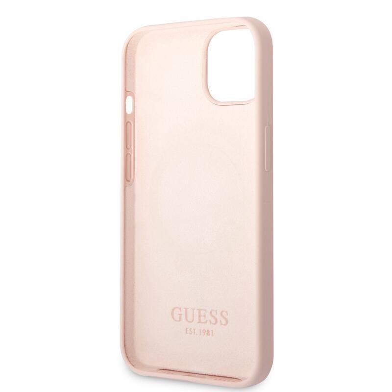 Guess silikonový obal s podporou MagSafe na iPhone 13 - růžový