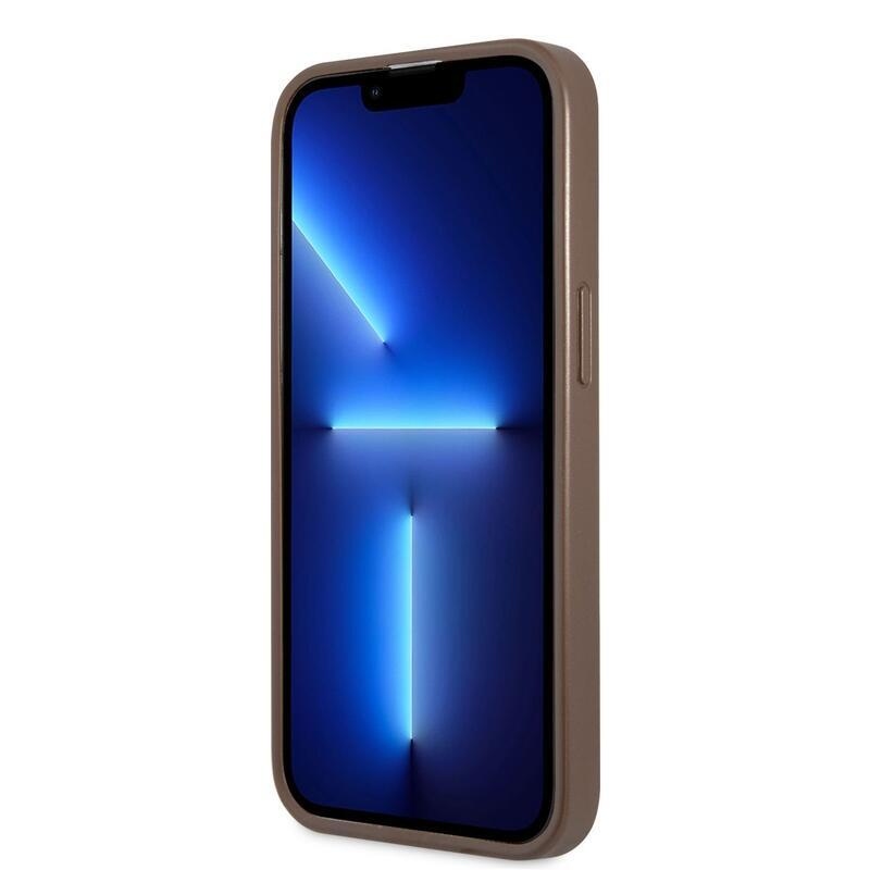 Guess stripe gelový obal s pevnými zády na iPhone 13 Pro - hnědý