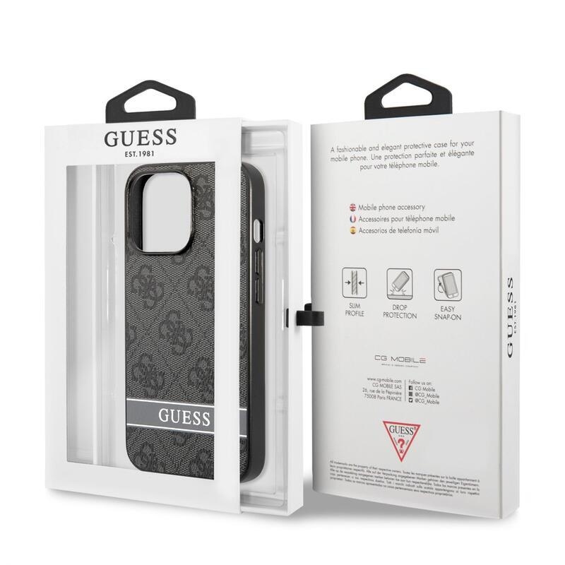 Guess stripe gelový obal s pevnými zády na iPhone 13 Pro - šedý
