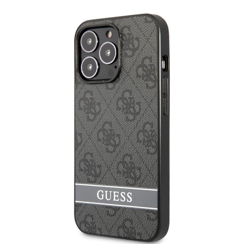 Guess stripe gelový obal s pevnými zády na iPhone 13 Pro - šedý