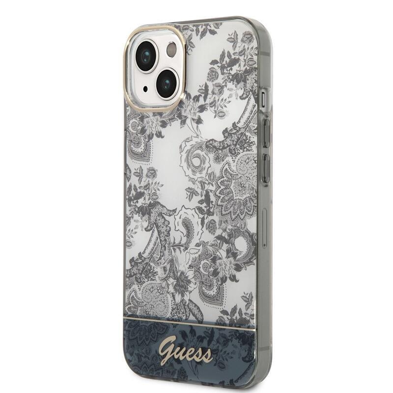 Guess toile gelový obal s pevnými zády na iPhone 14 Plus - šedý