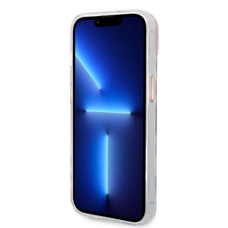 Guess translucent gelový obal s pevnými zády s MagSafe na iPhone 14 Plus - růžovozlatý