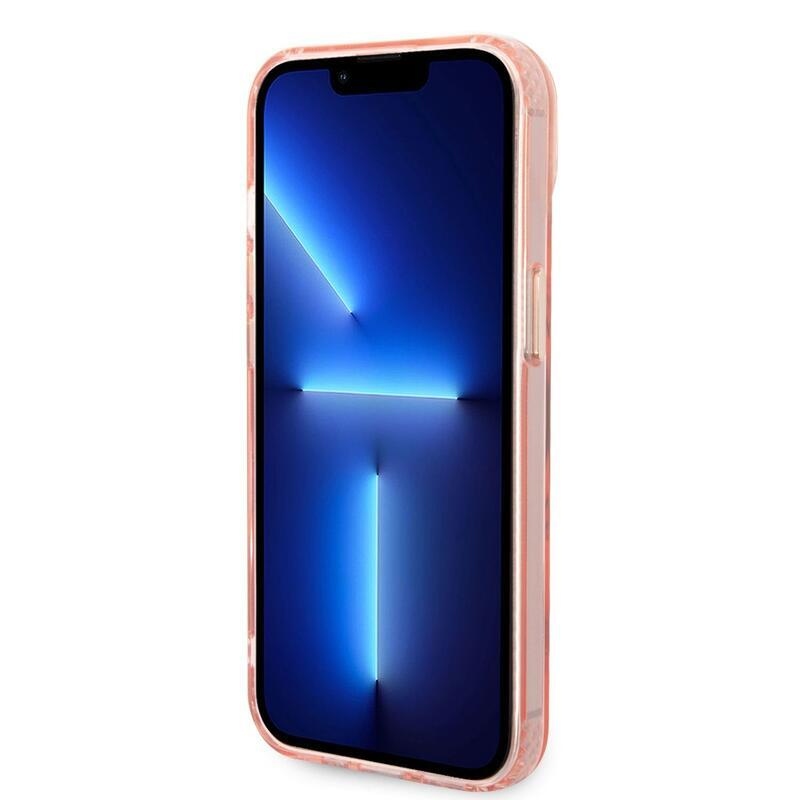 Guess translucent gelový obal s pevnými zády s MagSafe na iPhone 14 Plus - růžový