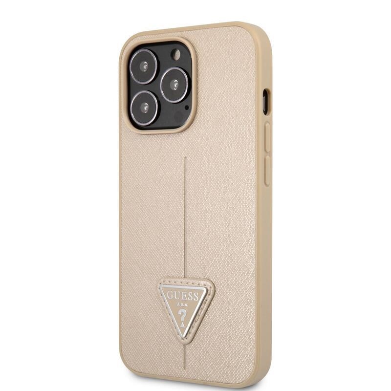 Guess triangle gelový obal s pevnými zády na iPhone 13 Pro - béžový