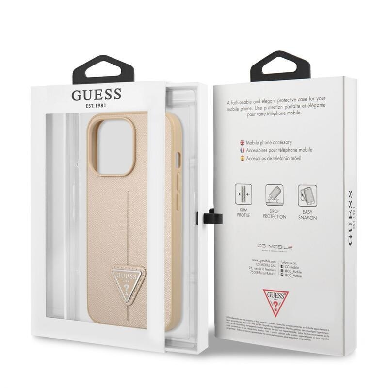 Guess triangle gelový obal s pevnými zády na iPhone 13 Pro - béžový