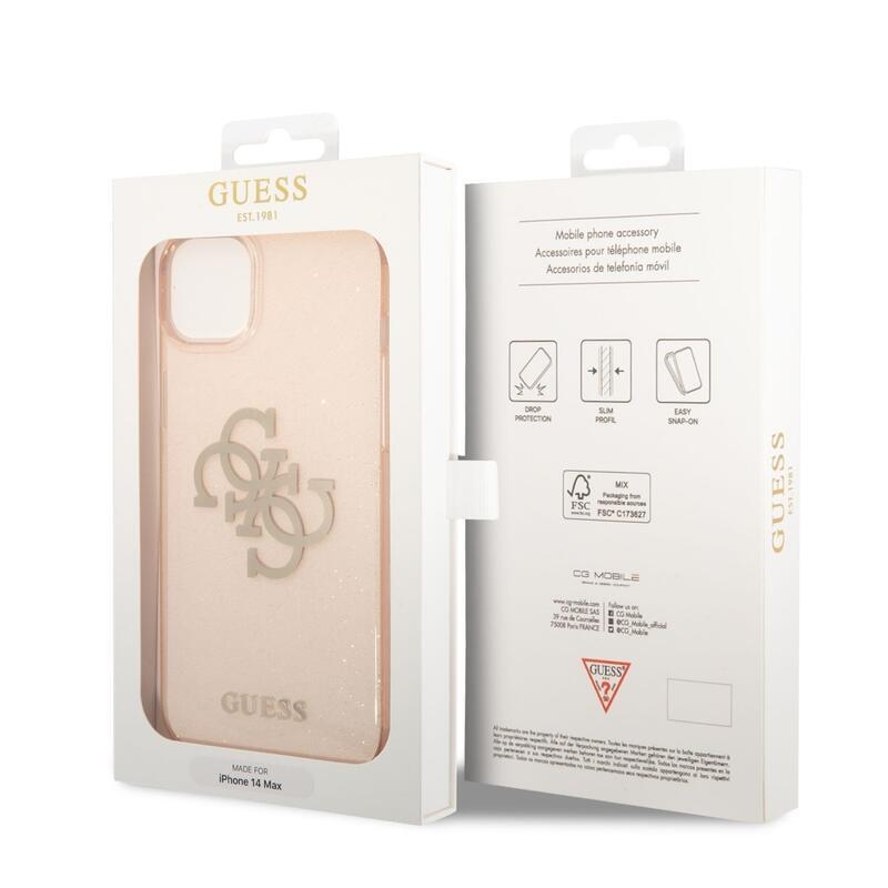 Guess třpytivý gelový obal na iPhone 14 Plus - zlatý