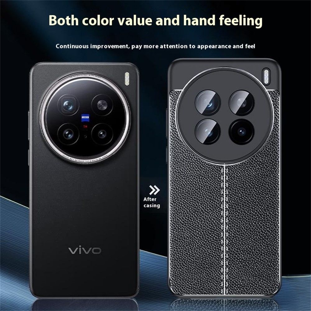 Litchi odolný gelový obal na Vivo X200 Pro 5G - černý