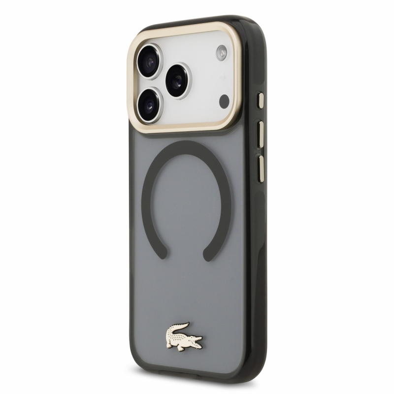 Lacoste IML Shockproof Petit Pique Gold Logo MagSafe Zadní Kryt pro iPhone 18 Pro Black