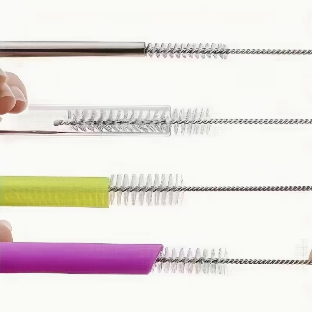 Sada 5 ks čisticích kartáčků na brčka s nerezovou rukojetí