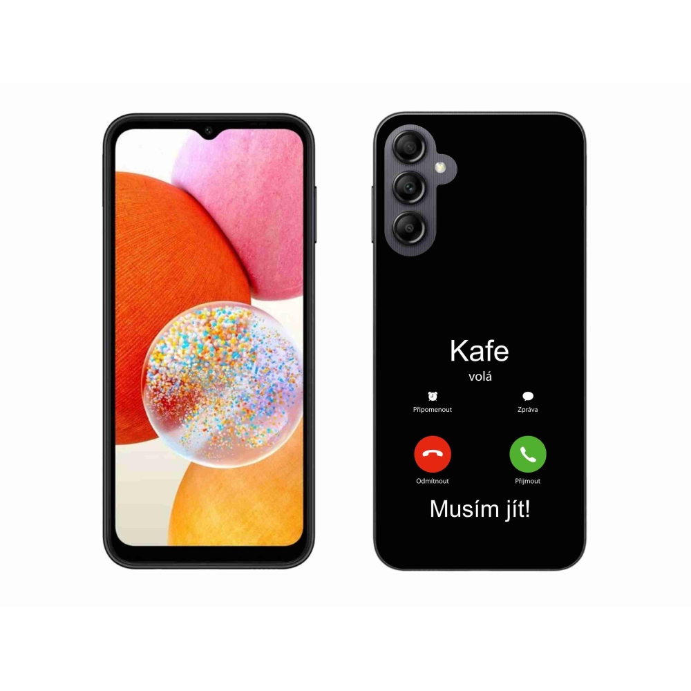 Gelový kryt mmCase na Samsung Galaxy A14 4G/5G - kafe volá černé pozadí