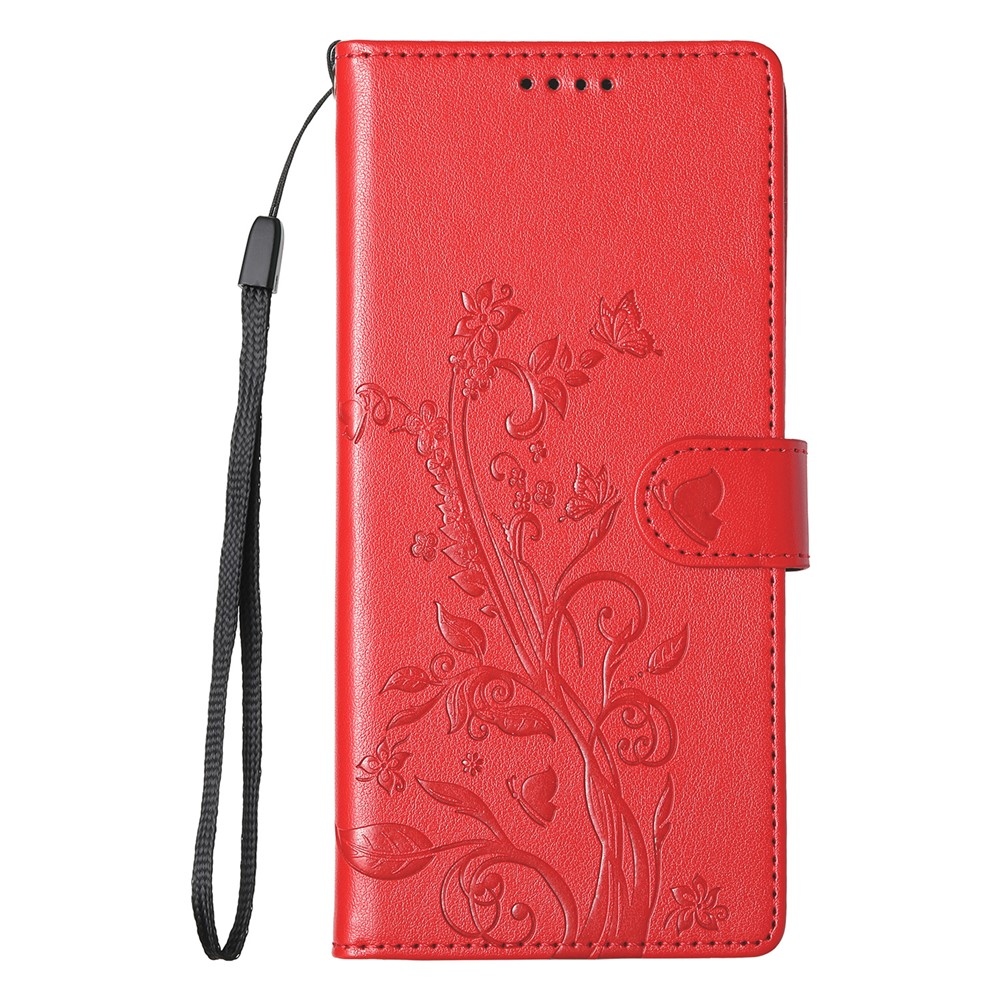 Flowery knížkové pouzdro na Samsung Galaxy A07 4G - červené