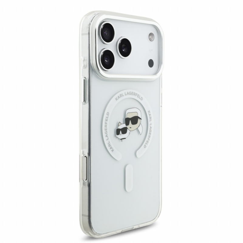 Karl Lagerfeld IML K&CH Heads Metal Frame MagSafe Zadní Kryt pro iPhone 18 Pro Max White