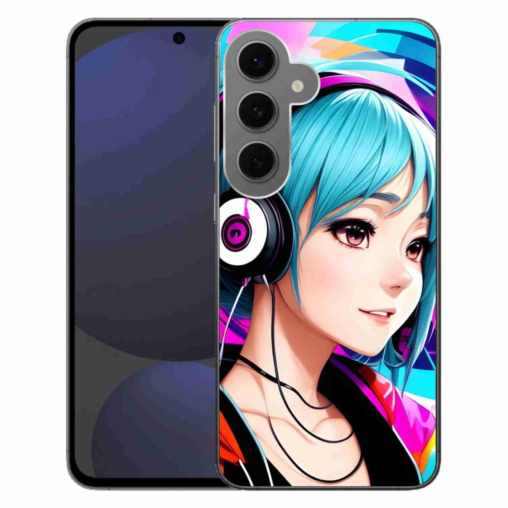Gelový kryt mmCase na Samsung Galaxy S24 FE - dívka se sluchátky