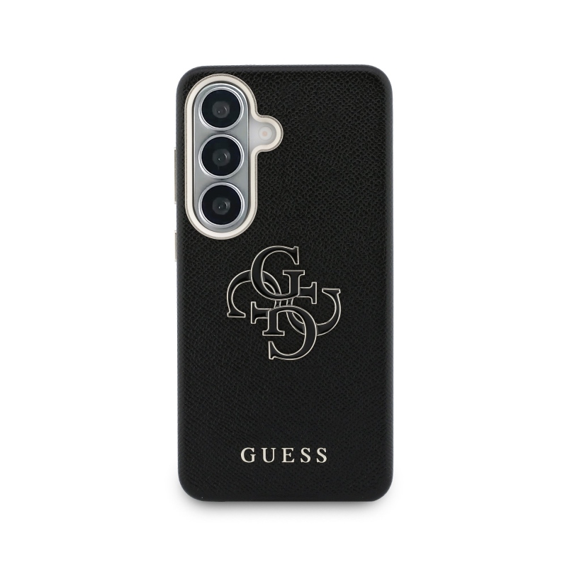 Guess PU 4G Resin Metal Logo Zadní Kryt pro Samsung Galaxy S26+ Black