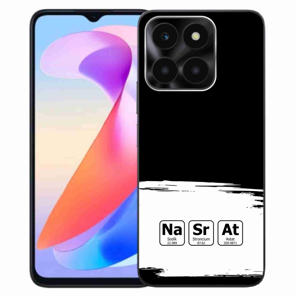 Gelový kryt mmCase na Honor X6a - chemické prvky bíločerné pozadí