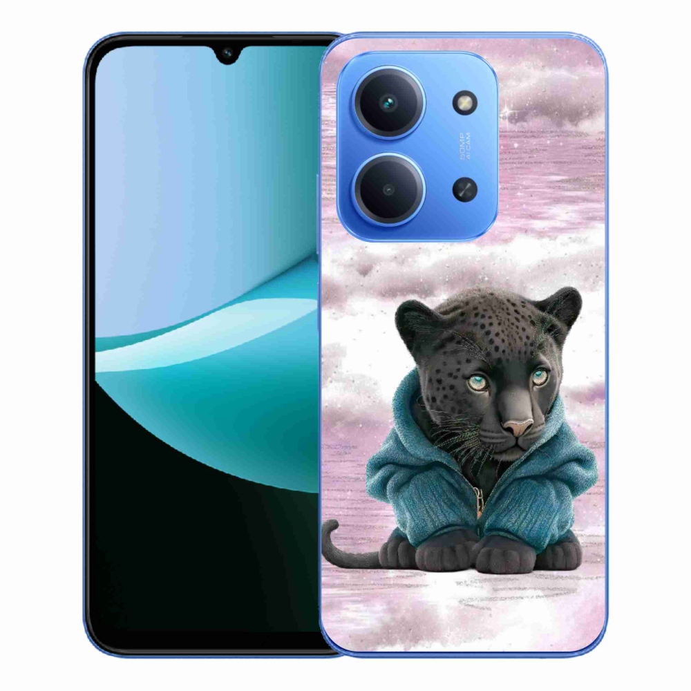 Gelový kryt mmCase na Xiaomi Redmi 15C 4G/5G (173mm) - černý panter ve svetru