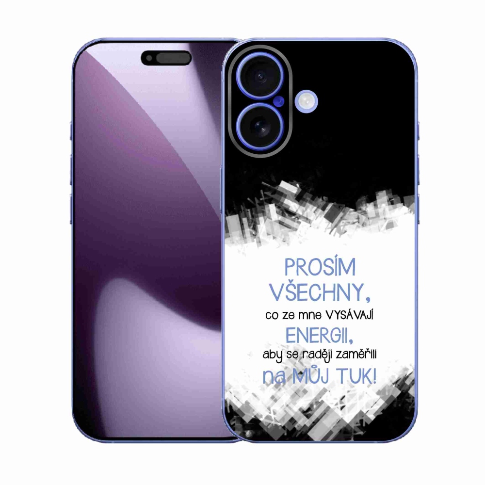 Gelový kryt mmCase na iPhone 17 - vtipný text 1 modrý