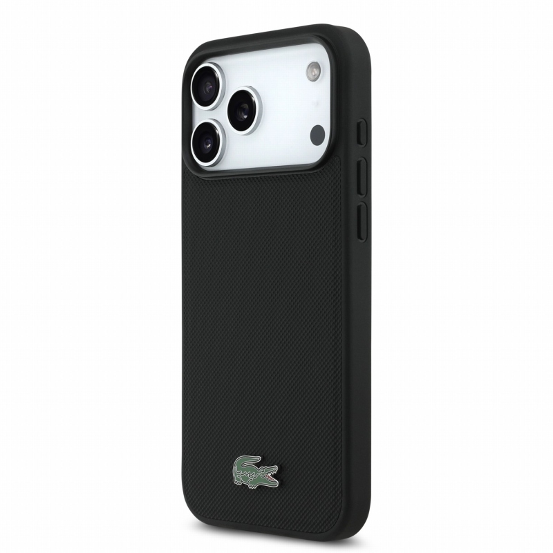 Lacoste PVC Iconic Petit Pique Metal Logo MagSafe Zadní Kryt pro iPhone 18 Pro Max Black